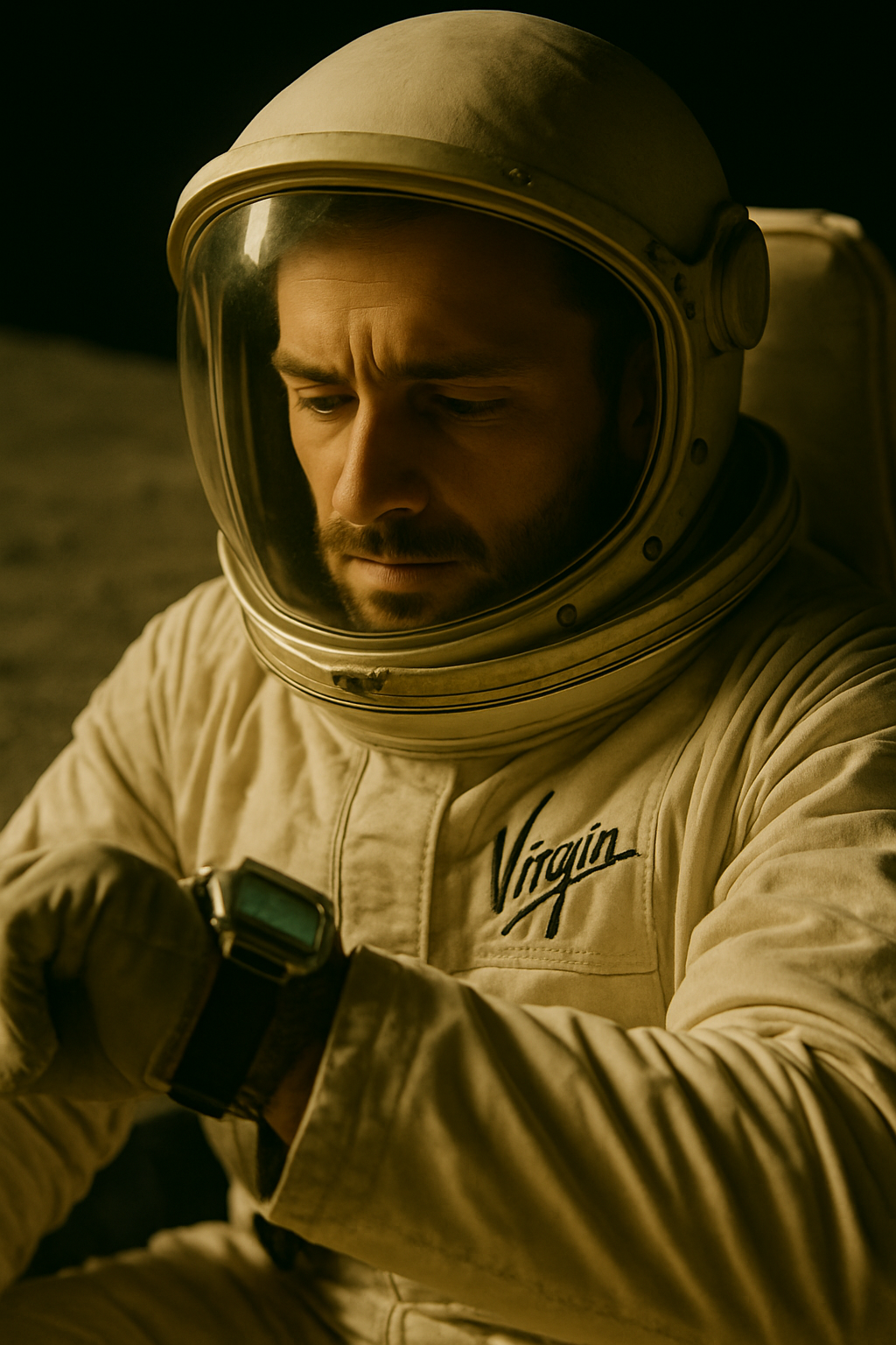 Astronaut Examines Device